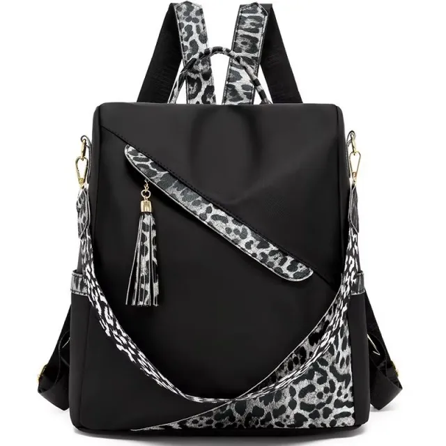 Elegantni ženski nahrbtnik z leopard vzorcem in cofkom